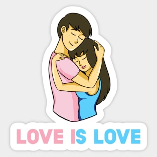 Cute Couple Transgender LGBT Gay Pride Ally - Love Is Love Sticker